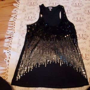 Dress up tank top with sequence on the front